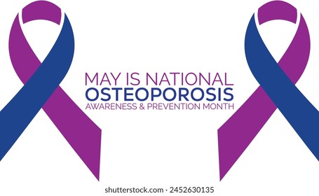 Mes nacional de concienciación y prevención de la osteoporosis, observado cada año en mayo. Plantilla para fondo, Anuncio, tarjeta, cartel con inscripción de texto.