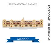 The National Palace in Mexico. Flat cartoon style historic sight showplace attraction web site vector illustration. World countries cities vacation travel sightseeing North America collection.