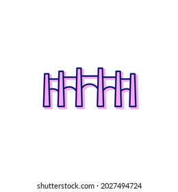 National Palace Museum flat icon. Taiwan,Taipei. Gu gong museum. Color filled symbol. Isolated vector stock illustration