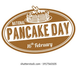 National Pancake Day Grunge Rubber Stamp On White Background, Vector Illustration