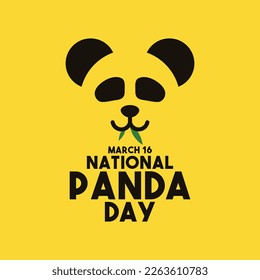 National Panda Day. Cute panda face eat bamboo icon on yellow background. Poster, banner, card, background
10 Eps. 