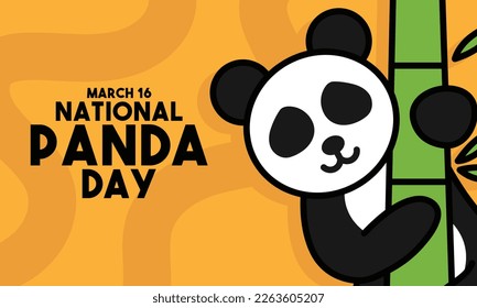 National Panda Day. March 16. Flat design vector. Poster, banner, card, background. Eps 10.