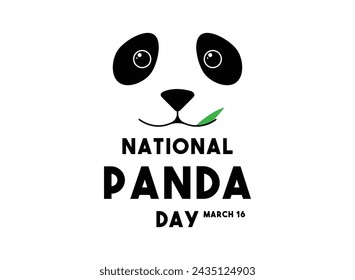 National Panda Day. March 16. White background. Flat design vector. Eps 10.