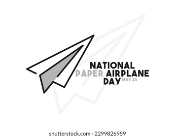 National Paper Airplane Day. May 26. Paper airplane line icon. White background. Poster, banner, card, background. Eps 10.