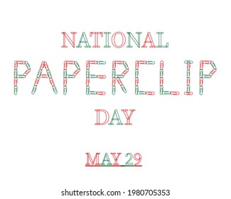National paperclip day . 29 may   celebrated as National paperclip day . vector illustrator as a poster banner template . svg
