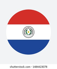 Bandera nacional paraguaya, colores oficiales y proporción correcta. Bandera nacional paraguaya. Ilustración vectorial. EPS10. Icono vector bandera paraguayo, diseño simple y plano para la web o aplicación móvil.