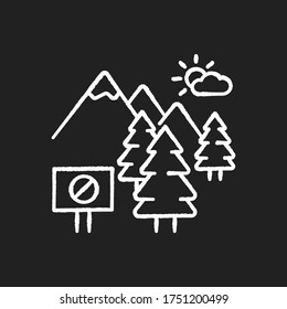 National park chalk white icon on black background. Nature preservation. Wildlife conservation. Save trees and plants. Responsibility to help ecosystem. Isolated vector chalkboard illustration