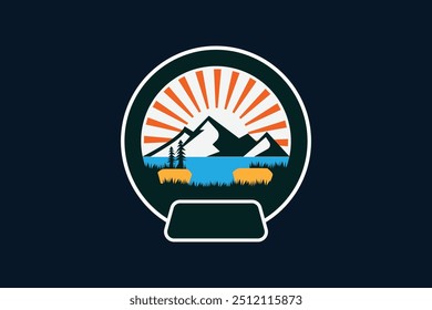 Vetor de emblema do parque nacional | Designs de emblema vintage para aventura ao ar livre, acampamento, caminhadas e amantes da natureza | Ilustrações digitais