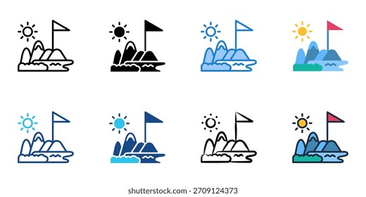 Conjunto de iconos de parque nacional colección de Vector de estilo múltiple. Trazo editable 
