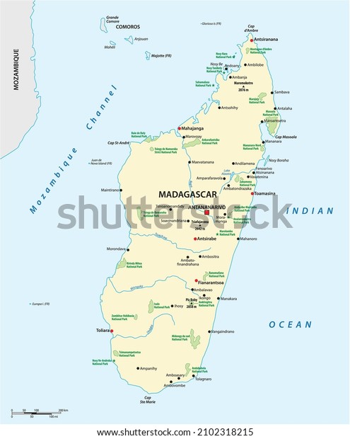 National park map of the African island nation\
of Madagascar