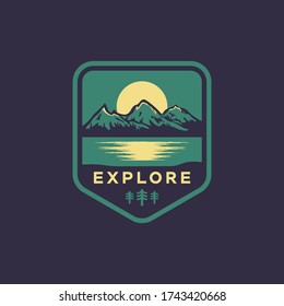 National Park Mountain Logo Badge Icon Vector Illustration 