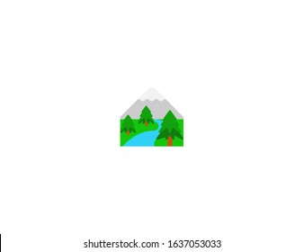 National park vector flat icon. Isolated forest trees, mountains park emoji illustration 
