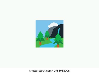 National park vector flat icon. Isolated forest trees, mountains park emoji illustration