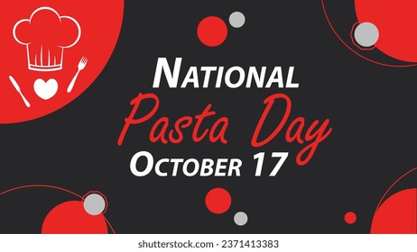National Pasta Day vector banner design with geometric shapes and vibrant colors on a horizontal background. Happy National Pasta Day modern minimal poster.