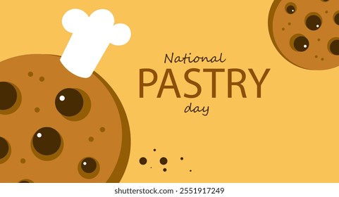 Dia nacional da pastelaria. Desenhado à mão ilustração de vetor plano de desenhos animados. Faixa, cartaz, cartão comemorativo, menu, receita. Festa de chá, snak à tarde, café da manhã, café com tema de fundo conceito.