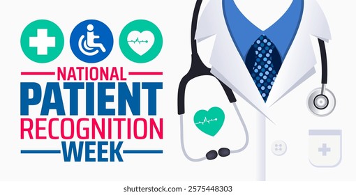 National Patient Recognition Week background banner or poster design template. observed every year in February. Holiday concept. Use to any Template, card, poster, placard, template.