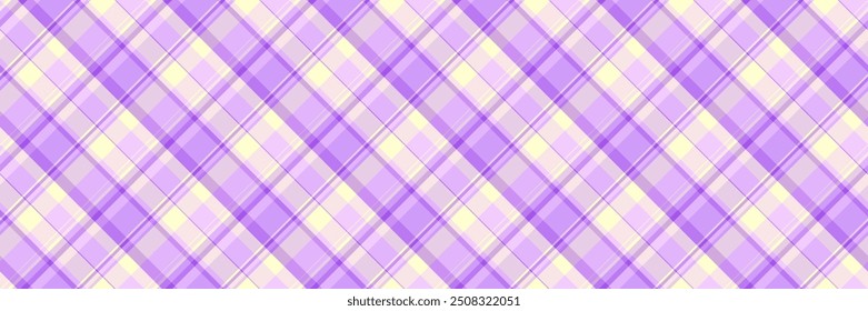 Plano de fundo de verificação de padrão nacional, textura de tecido xadrez delicado. Goose pé vetor sem costura tartan têxtil na paleta de cores claras e violetas.