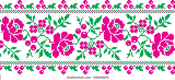 national pattern embroidered flowers, vector EPS10
