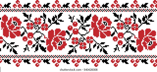 national pattern embroidered flowers, vector EPS10