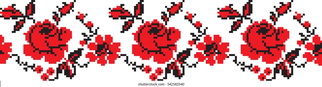 national pattern embroidered flowers, vector EPS10