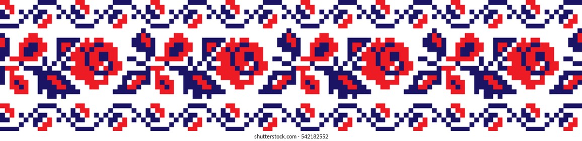 national pattern embroidered flowers, vector EPS10