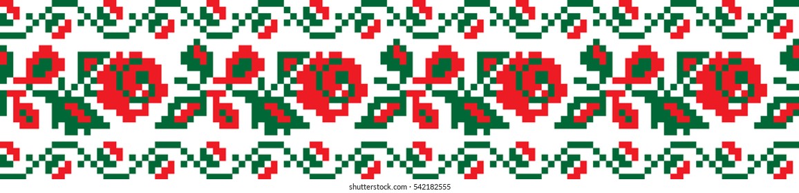 national pattern embroidered flowers, vector EPS10