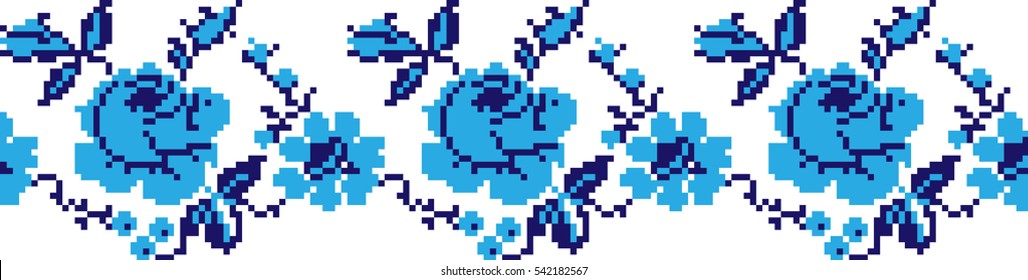 national pattern embroidered flowers, vector EPS10