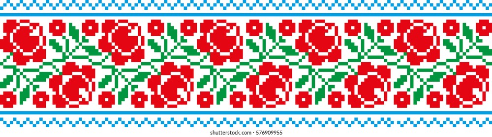 national pattern embroidered flowers, vector EPS10