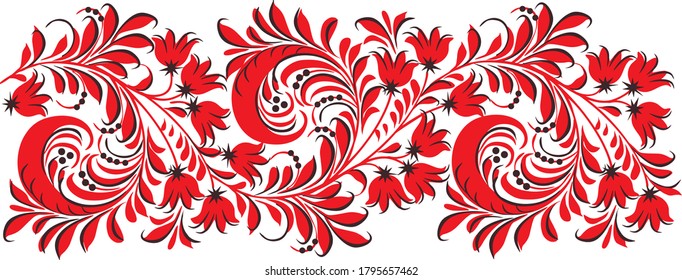 National pattern ornament ukrainian vector. Petrykivka