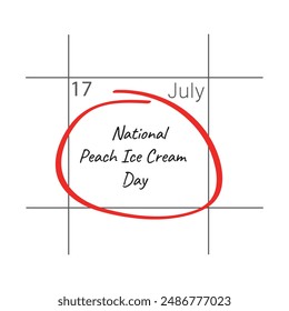 National Peach Ice Cream Day vector, calendar date.