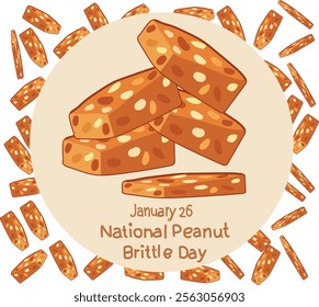 National Peanut Brittle Day vector illustration. Good for banner, poster, greeting card, party card, invitation, template, advertising, campaign, and social media.