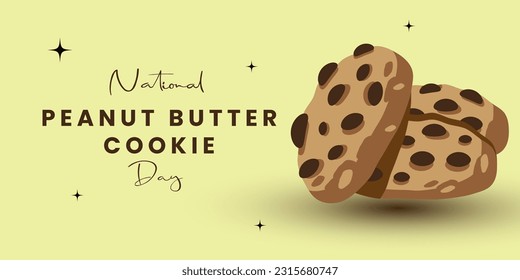 National Peanut Butter Cookie Day on June 12. Sweet cookies with peanuts vector illustration. Important day.