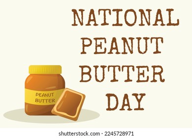 National Peanut Butter Day. Peanut Butter in jar in flat style