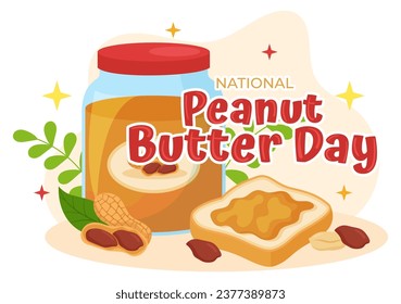 National Peanut Butter Day Vector Illustration on 24 January with Jar of Peanuts Butters for Poster or Banner in Flat Cartoon Background Design