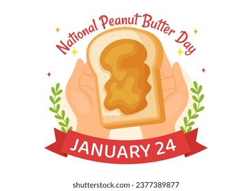 National Peanut Butter Day Vector Illustration on 24 January with Jar of Peanuts Butters for Poster or Banner in Flat Cartoon Background Design