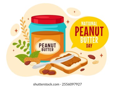 National Peanut Butter Day Vector Illustration on January 24 Featuring a Jar of Peanut Butter in a Flat Style Cartoon Background