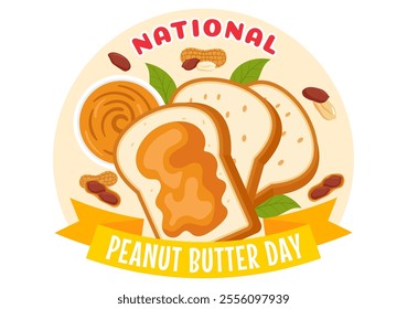 National Peanut Butter Day Vector Illustration on January 24 Featuring a Jar of Peanut Butter in a Flat Style Cartoon Background