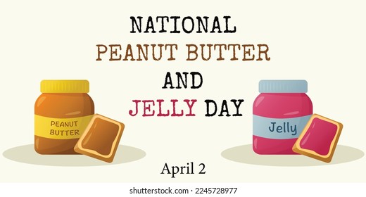 National peanut butter   jelly day  Jar and peanut butter   jelly  Flat style