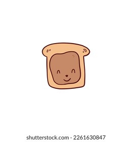 National Peanut Butter Lover's Day icons in doodle cartoon style - vector illustration. Toast with peanut butter