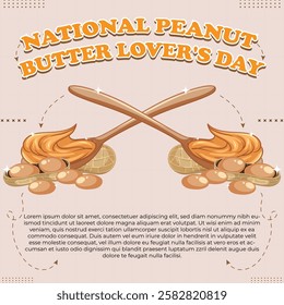 National Peanut Butter Lover's Day – March 1, 2025, Attractive design, can be used on all social media platforms, beautiful color combination, get it now for the first purchase.