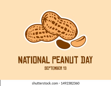 National Peanut Day vector. Peanut vector illustration. Peanuts isolated on a brown background. American delicacy. Peanut Day Poster, September 13. Important day