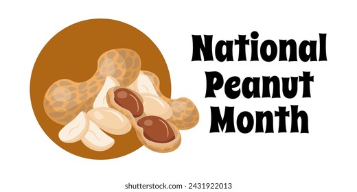 National Peanut Month, simple horizontal food product poster or banner design vector illustration