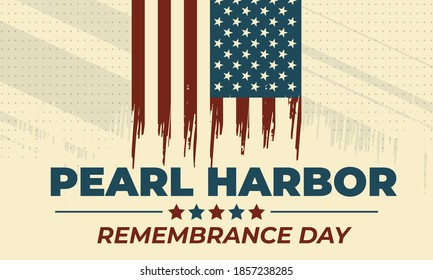 National Pearl Harbor Remembrance Day, is observed annually in the United States on December 7, commemorates the attack on Pearl Harbor, in Hawaii, during World War II. Vector EPS 10.