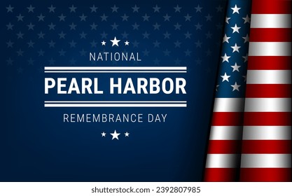 Antecedentes del Día Nacional de Recuerdo de Pearl Harbor con la bandera de los Estados Unidos - Ilustración vectorial