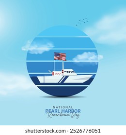 Dia Nacional da Lembrança de Pearl Harbor. Pearl Harbor Design criativo para banners, cartazes e ilustrações 3D.