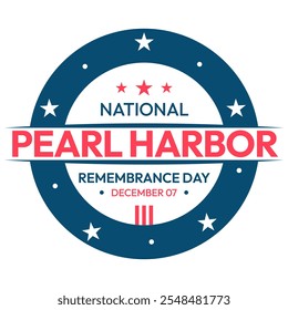 Nacional Pearl Harbor Lembrança Dia Badge Estilo Fundo, papel de parede patriótico. 7 de dezembro é observado para homenagear e lembrar as vítimas do ataque ao porto de Pérola, vetor editável