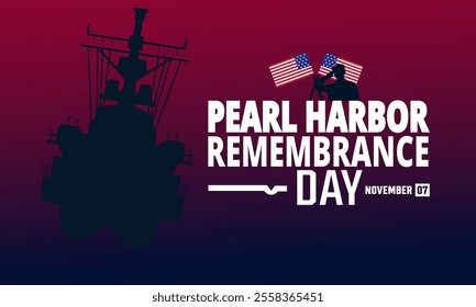 National Pearl Harbor Remembrance Day. December 7 Vector illustration. Holiday concept. suitable for placard, background, Greeting Card, Poster design template with text inscription