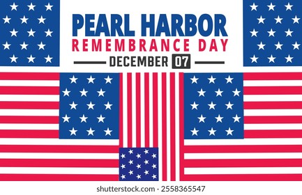 National Pearl Harbor Remembrance Day. December 7 Vector illustration. Holiday concept. suitable for placard, background, Greeting Card, Poster design template with text inscription