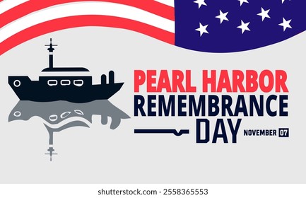 National Pearl Harbor Remembrance Day. December 7 Vector illustration. Holiday concept. suitable for placard, background, Greeting Card, Poster design template with text inscription