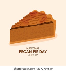 Vector del Día Nacional del Cerdo de Pecan. Recorte del vector de icono de la tarta de tuerca. Pastel dulce con pecans dibujando. 12 de julio. Día importante